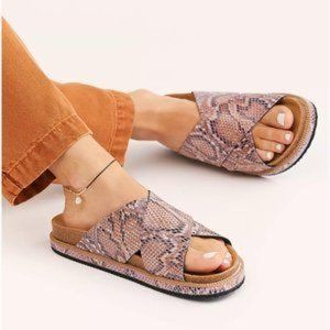 Free People Viola Sidelines Footbed Snakeskin Cork Sandals 7.5